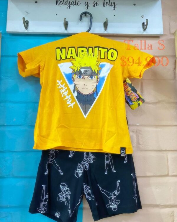 conjunto de camisa y pantaloneta de naruto para niño